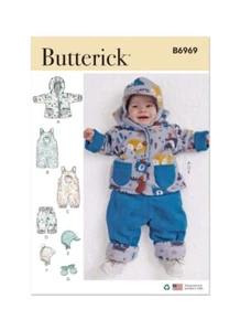 Butterick Sewing Pattern B6969 Infants’ Jacket, Overalls, Bottoms, Hats, Mittens - Picture 1 of 7