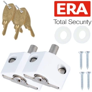 2 x ERA SLIDING PATIO FRENCH DOOR LOCKS Window Heavy Duty Push Locking Dead Bolt - Picture 1 of 1