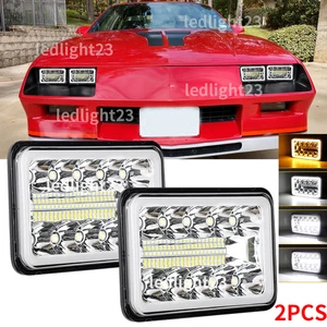 2pcs 4x6" LED Headlights Hi/Lo Beam DRL Fit for Chevrolet Camaro Z28 1982-1992 - Picture 1 of 13