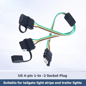 Conector divisor Y de 4 pines EE. UU. 1 a 2 enchufes para arnés de cableado de remolque - Imagen 1 de 11