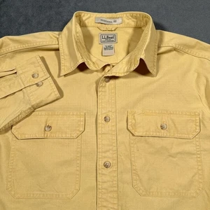 LL Bean Shirt Mens Medium Butter Yellow Sunwashed Canvas 100% Cotton 270133 - Picture 1 of 10