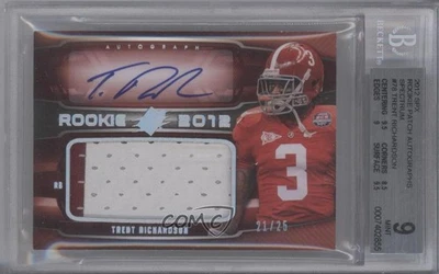 2012 SPx Jersey Rookie /25 Trent Richardson #78 BGS 9 MINT RPA Patch Auto RC - Image 1 of 2