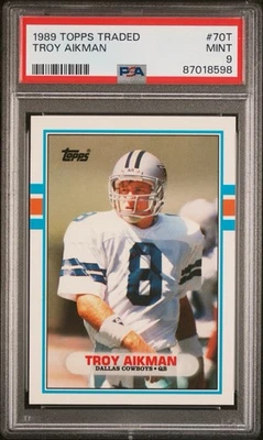 1989 TOPPS TRADED #70T TROY AIKMAN RC DALLAS COWBOYS HOF PSA 9 MINT - Image 1 of 2