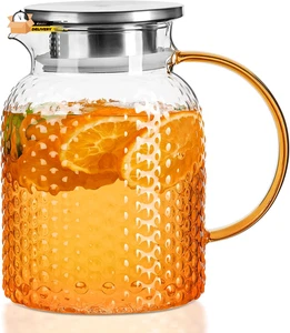 Jarra de vidrio diseñada por Squama 34 OZ, jarra de agua de alto borosilicato, - Imagen 1 de 12