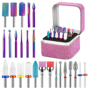 25Pcs Nail Drill Bits Set with Storage Box, 3/32 Inch Tungsten Ceramic Diamond C - Picture 1 of 12