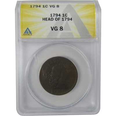 1794 Head of 1794 Liberty Cap Large Cent VG 8 ANACS Copper SKU:CPC1134 - Image 1 of 4