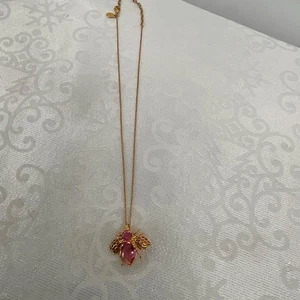 Joan Rivers Hope Bee Necklace Gold Tone Pink Gemstone Breast Cancer - Picture 1 of 4