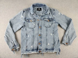 Beau Hudson Herren Medium hellblau abgenutzt Knopfleiste Denim Jeansjacke Mantel - Bild 1 von 14