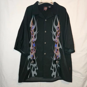 Camisa Dragonfly Roadhouse Para Hombre 3XL Llamas y 8 Bolas Bordada Buttondown - Imagen 1 de 7