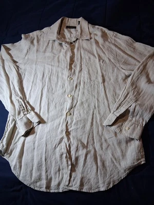 Joseph Abboud Linen Blend Shirt Men's XL Long Sleeve Biege Beach Coastal - Image 1 of 4