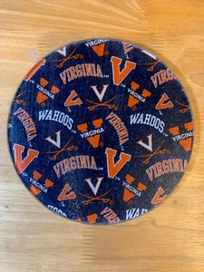 Handmade Textured Tempered Glass 8" Round Virginia UVA Cavaliers Cutting Board  - Picture 1 of 1