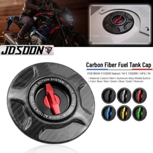 Carbon Fiber Keyless Fuel Gas Cap Tank Cover For BMW S1000R RR Naked / M1000R RR - Picture 1 of 9
