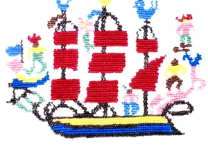 Nadelkissenbezug handgefertigt antik Boot Athen Griechenland Nat. Wohlfahrts Org - Bild 1 von 10