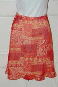 FRENCH CONNECTION Falda de Gasa Naranja Amarillo Marrón Estampado Floral Talla 8 - Imagen 1 de 5