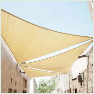 ColourTree Beige Custom Size Triangle Sun Shade Sail Canopy Fabric Outdoor Patio - Picture 1 of 8