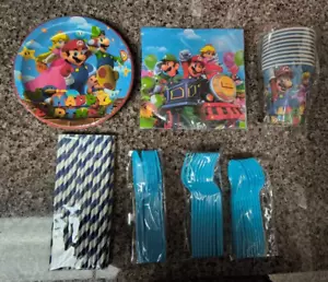 Super Mario Bros. Deluxe Birthday Party Set for 10 Includes Everything READ Desc - Picture 1 of 21