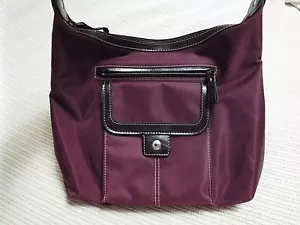 Easy Spirit Damen Burgunder Nylon Schultertasche Umhängetasche braun Borte Excel Zustand. - Bild 1 von 12