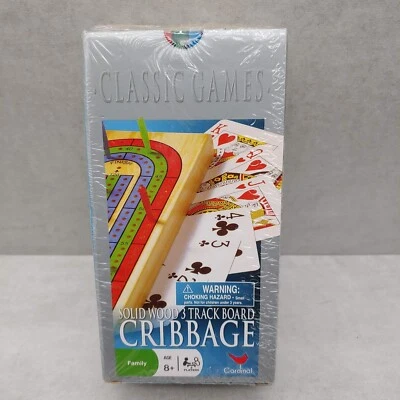 New Solid Wood Cribbage Game Set 3 Track Board Cardinal Professional Cards - Image 1 of 4