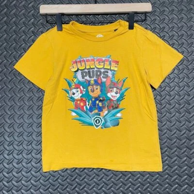Paw Patrol Nickelodeon Yellow Jungle Pup Print Design T Shirt Boys Size 7-8 - Image 1 of 4