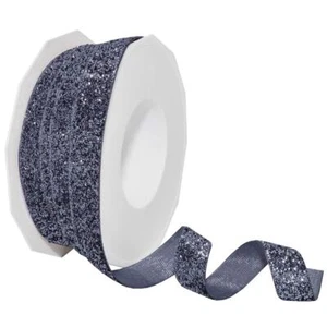25 Yards 5/8" Pewter Velvet Glitter Ribbon DIY Wedding Gift Wrapping Crafts - Picture 1 of 1