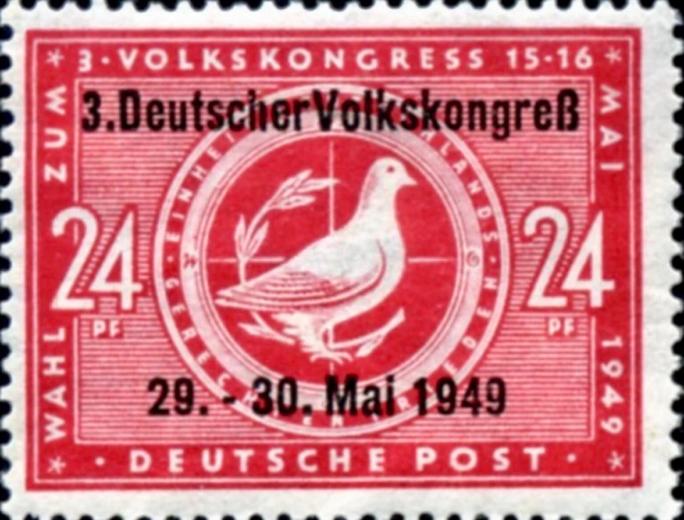 RDA SBZ #Mi233I MNH 1949 Paloma Rama de Olivo Congreso Popular Alemán [10N47] Foto 1 de 1