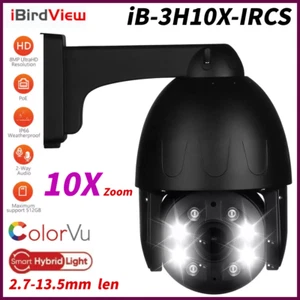 iBirdView 8MP 4K 10X Zoom Luz híbrida inteligente Cámara PTZ Micrófono IR 40m PoE Negro - Imagen 1 de 11