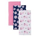 Gerber Baby Girl 3-Pack Navy/Pink Fox & Flowers Flannel Burp Cloths