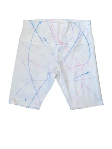 T2 Love girls white splatter paint design mid rise bike shorts 12 - Picture 1 of 2