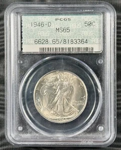 1946-D Walking Liberty Half Dollar PCGS MS65 Doily Label - Picture 1 of 3