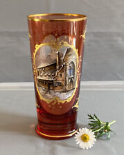 1L Prunkglas Gold Rot Böhmen Historismus um 1880 Emaillemalerei Unikat #KA127