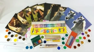 Malset Posten Zeichenlöcke Pinsel Wasserfarben Stifte Filzstifte Lineal Zeichnen - Bild 1 von 10