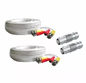 *2 PACK PREMIUM 100Ft. BNC EXTENSION CABLES FOR Lorex HD camera  WHITE - Picture 1 of 1