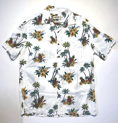 Campia Moda Short Sleeve Palm Tree Pineapple Flower Button Down Shirt Size M - Image 1 of 4