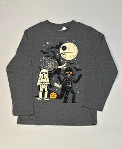 Star Wars Halloween T Shirt Boys S Long Sleeves Darth Vader Storm Trooper A3022 - Picture 1 of 1
