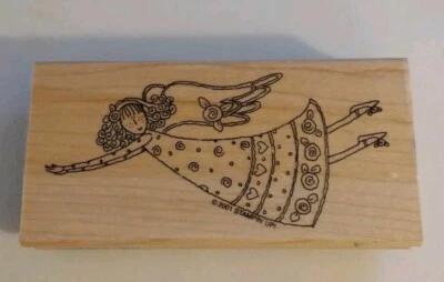 Estampación de ÁNGEL con FLOR DE FLORES y SELLO DE GOMA REMOLINOS Foto 1 de 2