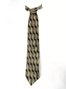Puritan Men's Silk Neck Tie Tan Bronze & Black Curved Rectangle Geometric Design - Picture 1 of 4