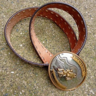 EL CHARRO CINTURA E FIBBIA REAL ORIGINAL USA PANINARO LUNGHEZZA CINTURA 85 CM - Bild 1 von 4