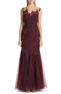 BADGLEY MISCHKA ILLUSIONS NECK LACE TRUMPET GOWN sz 12 - Picture 1 of 10