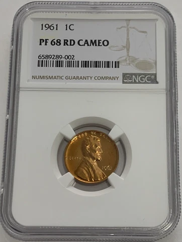 1961 P NGC PF68 RD CAMEO RED PROOF LINCOLN MEMORIAL PENNY 1C ONE CENT WHITE LBL Cover