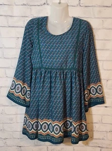 Alya Boho Babydoll Kleid grün Print - Bild 1 von 6