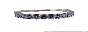 Never Worn .20ct Fine Diamond 4.56ct Tanzanite Effy 14k Gold Bangle Bracelet - Picture 1 of 5