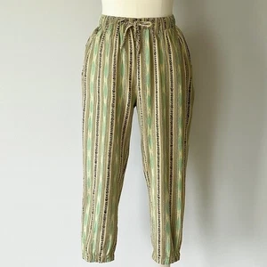 Mollusk California Kordelzug Hose Damen große grüne Streifen Boho Strand bequem - Bild 1 von 9