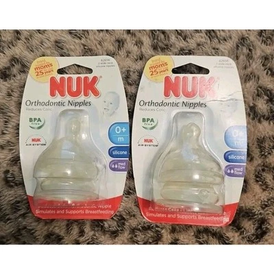 Pezones de Ortodoncia Nuk 0+ Meses Flujo Medio 2 Paquetes/4 Pezones Total Libre de BPA Foto 1 de 3