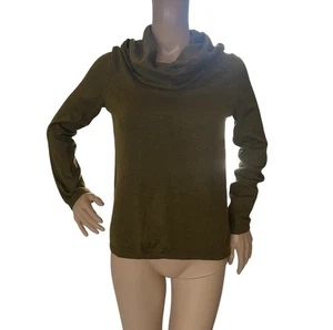 ANN TAYLOR LOFT Olivgrün Wasserfallausschnitt Rippstrick Pullover Oberteil Größe M - Bild 1 von 5