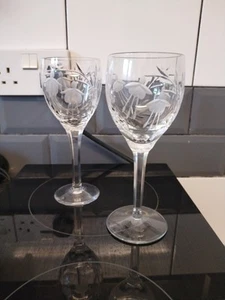 Pair Of Stuart Crystal Cascade Claret Wine Glasses 7 5/8” - Picture 1 of 7
