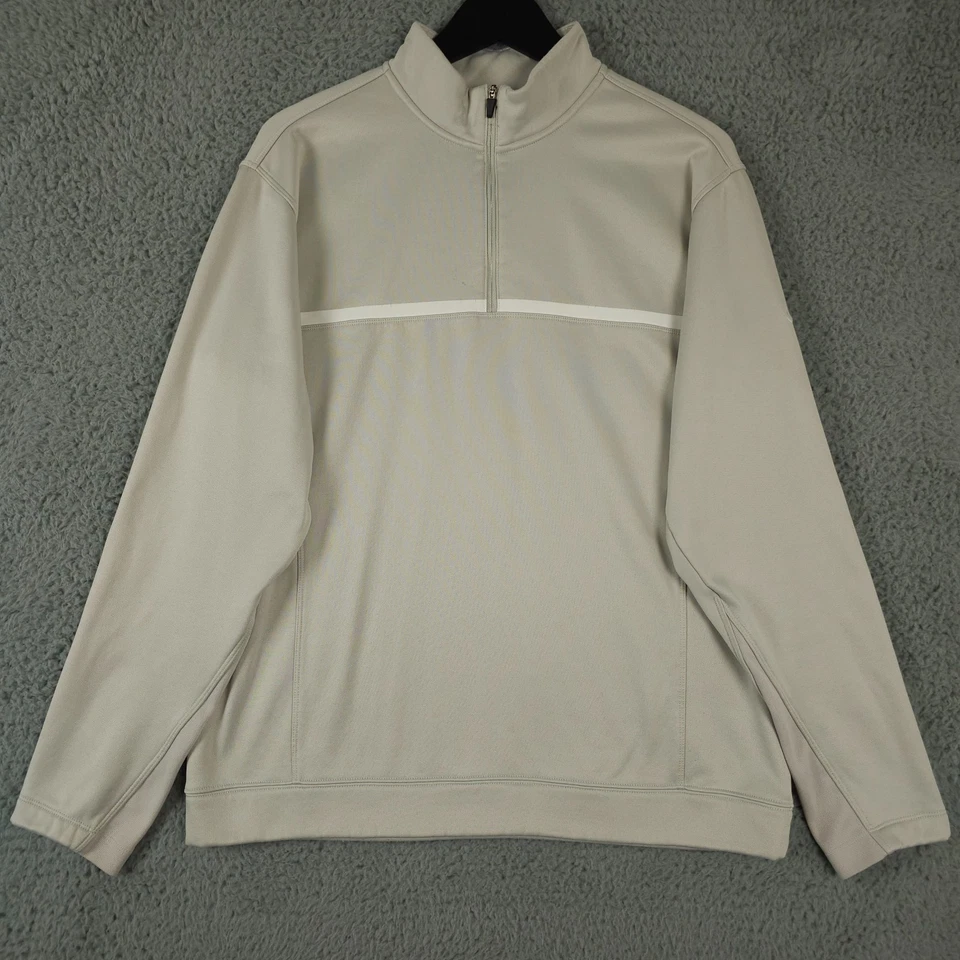 Nike Golf Pullover Mens Medium Beige Tour Performance Therma Fit 1/4 Zip Fleece - Image 1 of 4