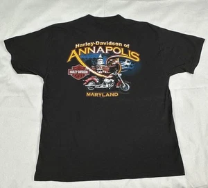 Harley-Davidson Shirt Men's XL Black Annapolis MD 2007 Skeleton Motorcycle - Picture 1 of 13