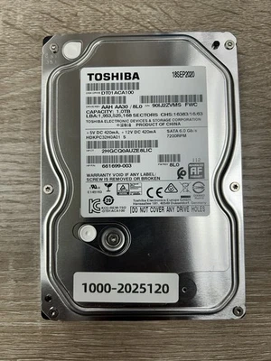Toshiba 1 TB Internal Hard Disk Drive - 7200 RPM - 32 MB Cache - 661699-003 - Image 1 of 2