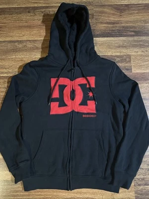 DC Shoes Sudadera con Capucha Mujer Pequeña Negra Roja Forrada Sherpa Cremallera Completa Patín Y2K Foto 1 de 4