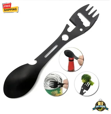 Multifunctional Camping Fork Spoon Opener Stainless Steel Outdoor Tool - Image 1 of 4